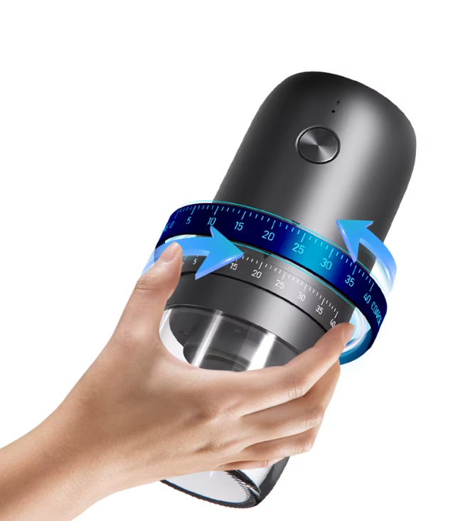 Moedor de Café Elétrico Portátil USB com 40 Níveis de Ajuste Externo