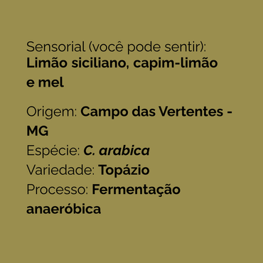 Grãos de café torrados do Microlote Limão com Mel - Single origin com notas cítricas