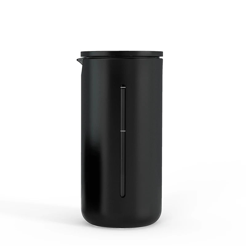 Prensa Francesa TimeMore 450ml vista frontal, design minimalista com corpo de vidro borosilicato