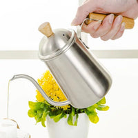 CHALEIRA BICO DE GANSO INOX CABO DE MADEIRA 600ml